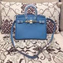 Hermes Birkin H25 litchi grain blue JH01774lH78