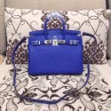 Hermes Birkin H25 litchi grain brilliant blue JH01779Ym74