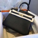 Hermes Birkin H35 new model litchi grain gold chain black JH01767pb81