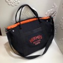 Hermes Canvas Shopping Bag H0734 black JH01439ll49