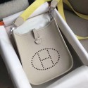 Hermes Evelyne original togo leather mini Shoulder Bag H15698 light gray JH01429hn36