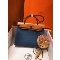 Hermes Herbag 31CM Original Canvas Leather & Calfskin 45987 Blue&Apricot JH01238gz34