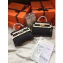 Hermes Kelly 19cm Shoulder Bags Epsom Leather KL19 black JH01176Sm85