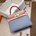 Hermes Kelly 28cm Shoulder Bags Epsom Leather KL28 blue&Pink JH01416GL26