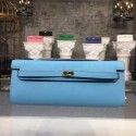 Hermes Kelly Clutch Epsom calfskin H0588 sky blue JH01492Iw51