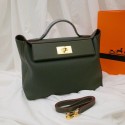 Hermes Kelly togo Leather Tote Bag H2424 Blackish green JH01259uq12