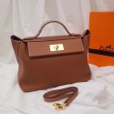 Hermes Kelly togo Leather Tote Bag H2424 brown JH01258OW36