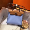 Hermes mini Herbag Original Canvas Leather & Calfskin 45987 blue&brown JH01180SB35