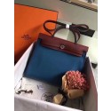 Hermes original canvas&calfskin leather herbag H45987 blue with wine JH01596cP15