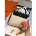 Hermes original canvas&calfskin leather herbag H45987 Cream with black JH01594JZ84