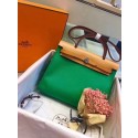 Hermes original canvas&calfskin leather herbag H45987 green with apricot JH01600TV86