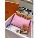 Hermes original canvas&calfskin leather herbag H45987 pink with apricot JH01593uu45