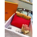 Hermes original canvas&calfskin leather herbag H45987 Red with apricot JH01601Rz18