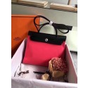 Hermes original canvas&calfskin leather herbag H45987 rose with black JH01599SP97