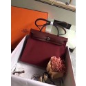 Hermes original canvas&calfskin leather herbag H45987 wine JH01590ZL98