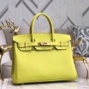 Hermes original Epsom Leather HB35O lemon&gold Metal JH01248iR14