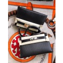 Hermes original mini Kelly chevre mysore K19CM black&silver Metal JH01282RI33