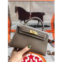 Hermes original mini Kelly chevre mysore K19CM grey&Gold Metal JH01277iZ32