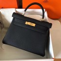 Hermes original Togo leather kelly bag KL320 black JH01395Aa30