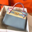 Hermes original Togo leather kelly bag KL320 light blue JH01389wk65