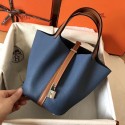 Hermes Picotin Lock PM Bags Original Leather H8688 blue&brown JH01338bT70