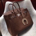 Hermes Real ostrich leather birkin bag BK35 Chocolates JH01442qd52