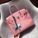 Hermes Real ostrich leather birkin bag BK35 pink JH01449Fk29