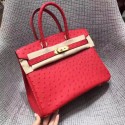 Hermes Real ostrich leather birkin bag BK35 red JH01447fk36