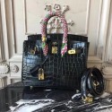 Hermes Upgraded version Birkin BK25 Tote Bag Croco Leather H8096 black JH01556Rp39