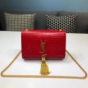 High Imitation SAINT LAURENT Kate croc-embossed leather shoulder bag 474366 red JH07915mt35