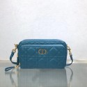 High Quality DIOR CARO DOUBLE POUCH Supple Cannage Calfskin S5037U blue JH06775My83