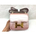 High Quality Fake Hermes Constance Bag Croco Leather 3326 Pink JH01670WC64