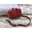 High Quality Fake VALENTINO Rockstud leather camera cross-body bag 57367 red JH09700WC64