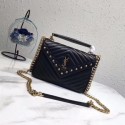 High Quality Knockoff Saint Laurent Classic Monogramme Calf Leather Flap Bag 2802 black JH08161VD28