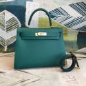 High Quality Replica Hermes original Kelly Epsom Leather KL32 green JH01292tp21