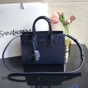 High Quality SAINT LAURENT Crocodile-Embossed Leather Organ Bag 392035 Dark Blue JH07880GY92