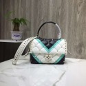 High Quality VALENTINO Candy Rockstud quilted leather shoulder bag 6019 black&white&blue JH09794bo33