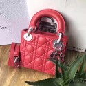 Hot Dior Original Sheepskin Leather tote Bag M673 red JH07608Ho45