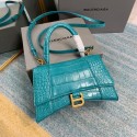 Hot Replica Balenciaga HOURGLASS SMALL TOP HANDLE BAG crocodile embossed calfskin B108895E light blue JH09415IG96