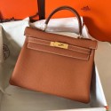 Hot Replica Hermes original Togo leather kelly bag KL320 brown JH01385IG96