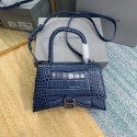 Imitation Balenciaga HOURGLASS SMALL TOP HANDLE BAG crocodile embossed calfskin B108895E blue JH09407Ad61