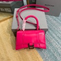 Imitation Balenciaga Hourglass XS Top Handle Bag shiny box calfskin 28331 neon pink JH09376Jf44