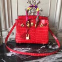 Imitation Best Hermes Upgraded version Birkin BK25 Tote Bag Croco Leather H8096 red JH01555gt75