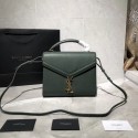 Imitation Best Yves Saint Laurent CASSANDRA TOP HANDLE MEDIUM BAG IN GRAIN DE POUDRE EMBOSSED LEATHER Y578000 Green JH07815gt75