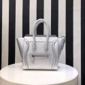 Imitation CELINE MICRO LUGGAGE HANDBAG IN LAMINATED LAMBSKIN 167793-26 silver JH05868mv84