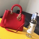 Imitation Dior Diorissimo Bag in Original Grainy Leather CD0678 red & Gold-Tone Metal JH07483Gp56