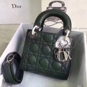 Imitation Dior Original Sheepskin Leather tote Bag M673 Blackish green JH07606Jf44