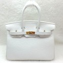 Imitation Hermes Birkin 25CM Tote Bag Original Leather H25 White JH01687qN69