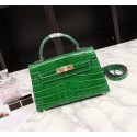 Imitation Hermes Kelly 19cm Tote Bag crocodile Leather KL19 green JH01473Sn26