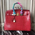 Imitation Hermes Upgraded version Birkin BK35 Tote Bag Croco Leather H8099 Wine JH01552UW57